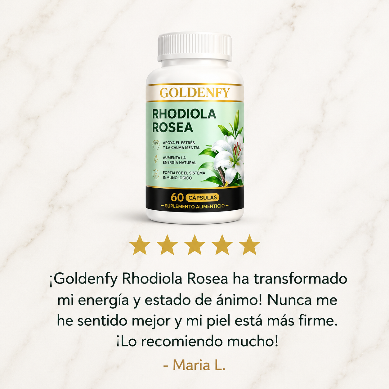 Rhodiola Rosea – Energía, Enfoque y Equilibrio Mental (60 Cápsulas)