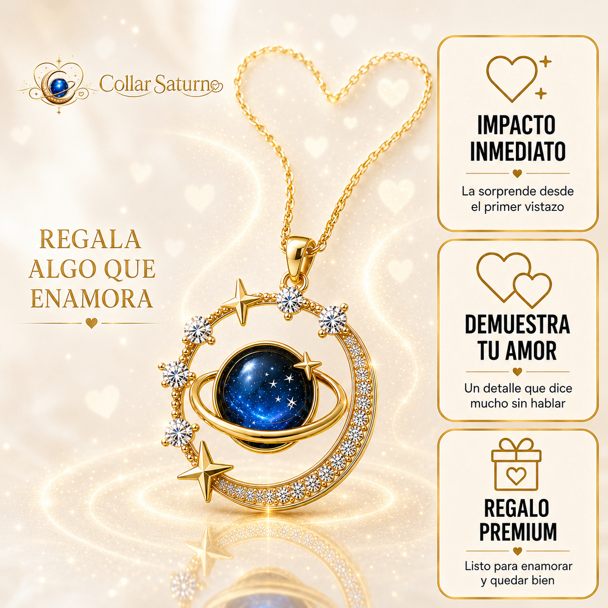 2x1 Collar Saturno Aura® | Efecto Vínculo Eterno™ Bañado en Oro