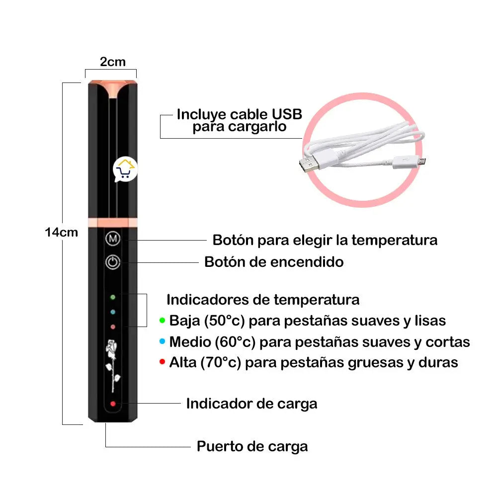 LashGlow Pro - Rizador de Pestañas Eléctrico Profesional Portátil