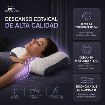 SleepCalm® Almohada Ortopédica - Soporte Cervical para un Sueño Más Profundo