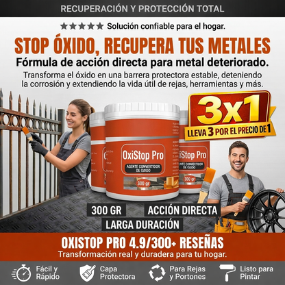 OxiStop Pro 3x1 | Convertidor de Óxido para Metal - 300 gr