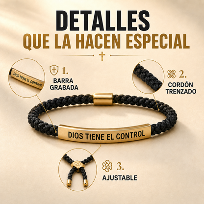 2x1 Pulsera Dios Tiene el Control - Fe Dorada Bañado en Oro