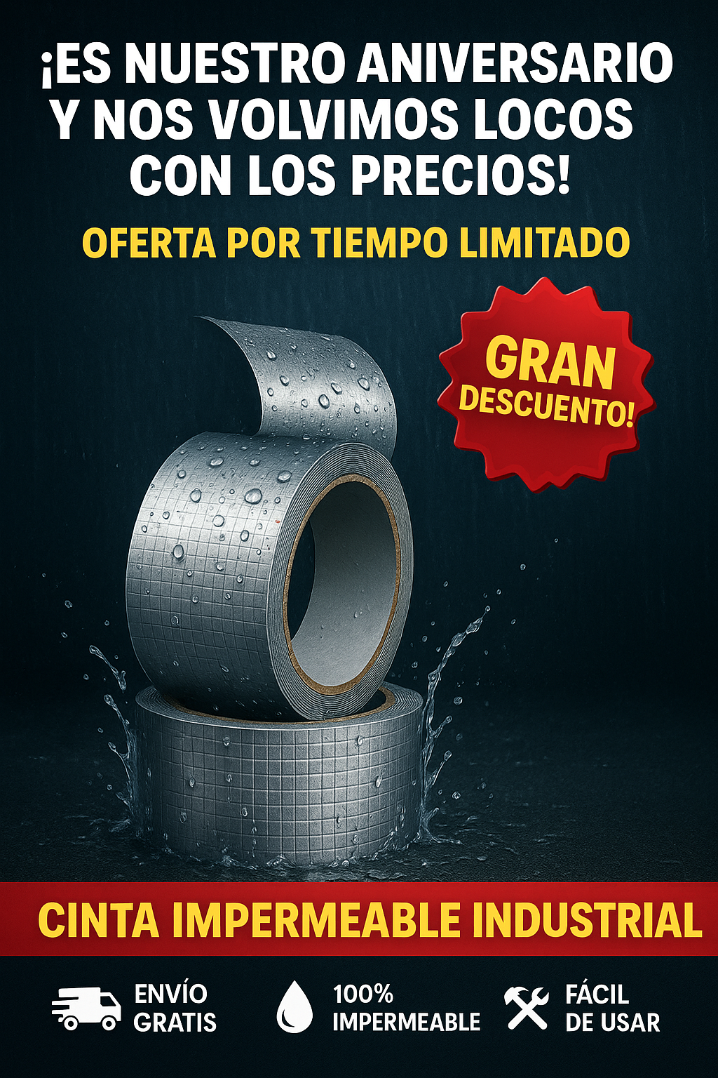 Super Promo 4x1 Cintas Impermeables Tapa Goteras Originales
