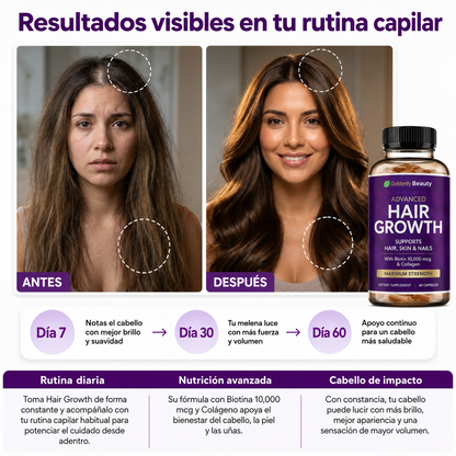 Hair Growth® Vitamina para cabello con Biotina x 60 cápsulas