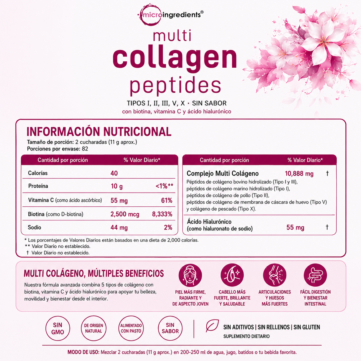 Colágeno MicroIngredients® - Rejuvenece Piel, Cabello y Articulaciones