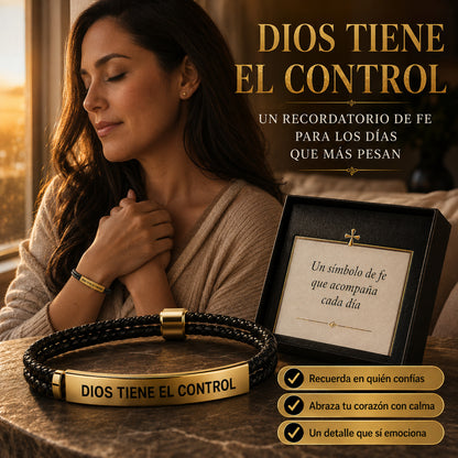 2x1 Pulsera Dios Tiene el Control - Fe Dorada Bañado en Oro