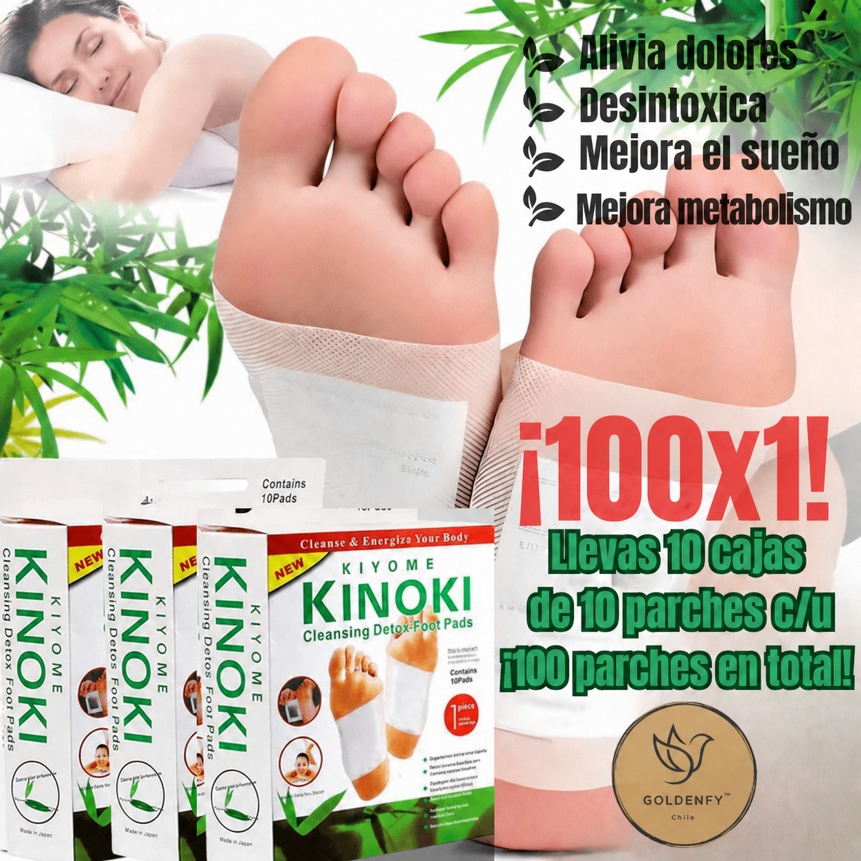 Pack Parches Kinokis - Alivia Dolores y Desintoxica 100 Unidades