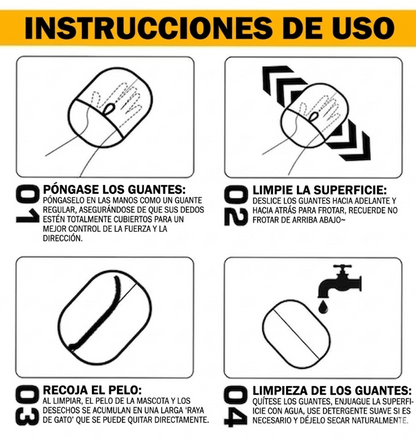 2x1 PetClean Pro™ Guante Removedor de Pelo para Perros y Gatos