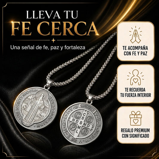 2x1 Collar San Benito  - Bendición y Prosperidad. Bañado en Oro