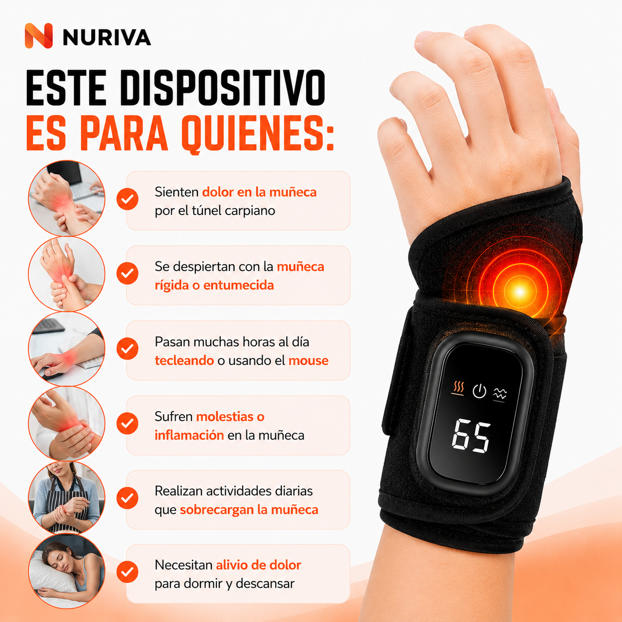 NURIVA · Muñequera de Calor | Deja de Aguantar el Dolor de Muñeca