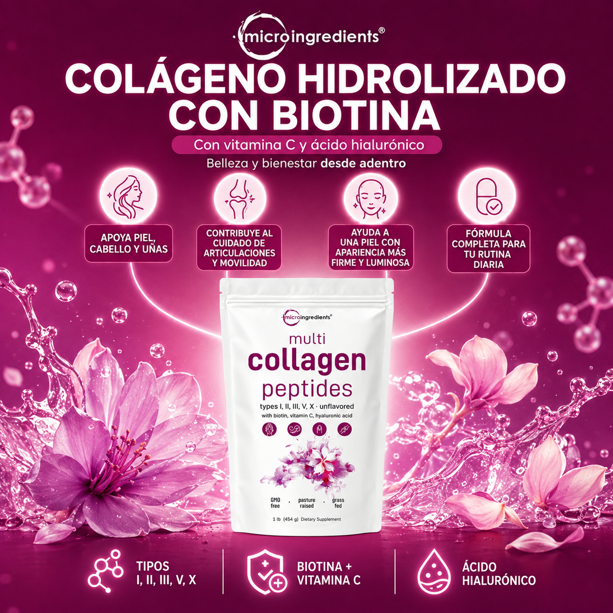 Colágeno MicroIngredients® - Rejuvenece Piel, Cabello y Articulaciones
