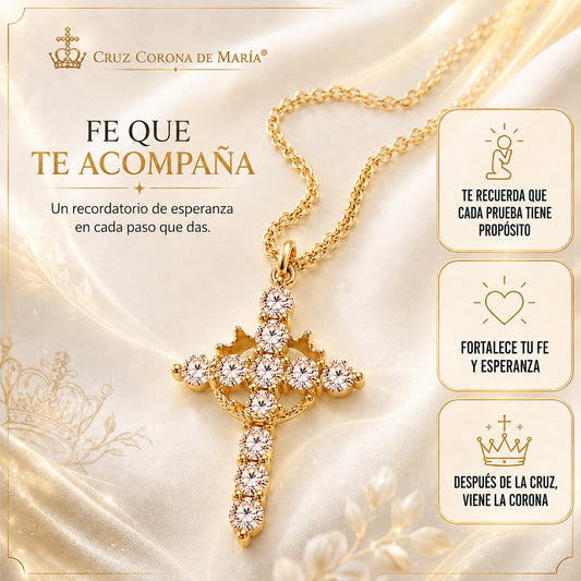 2x1 Collar Cruz Corona de María® Baño en oro | Esperanza que Acompaña en Todo Momento