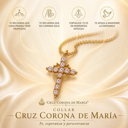 2x1 Collar Cruz Corona de María® Baño en oro | Esperanza que Acompaña en Todo Momento