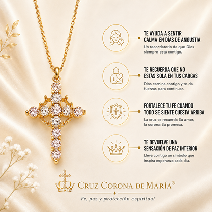 2x1 Collar Cruz Corona de María® Baño en oro | Esperanza que Acompaña en Todo Momento