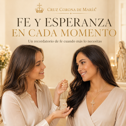 2x1 Collar Cruz Corona de María® Baño en oro | Esperanza que Acompaña en Todo Momento
