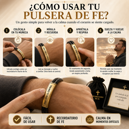 2x1 Pulsera Dios Tiene el Control - Fe Dorada Bañado en Oro