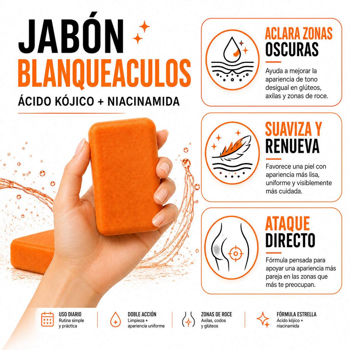2x1 Jabón Blanqueaculos - Piel Más Clara, Suave y Radiante.