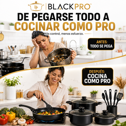 BlackPro® | Set de Cocina Antiadherente 13 Piezas premium