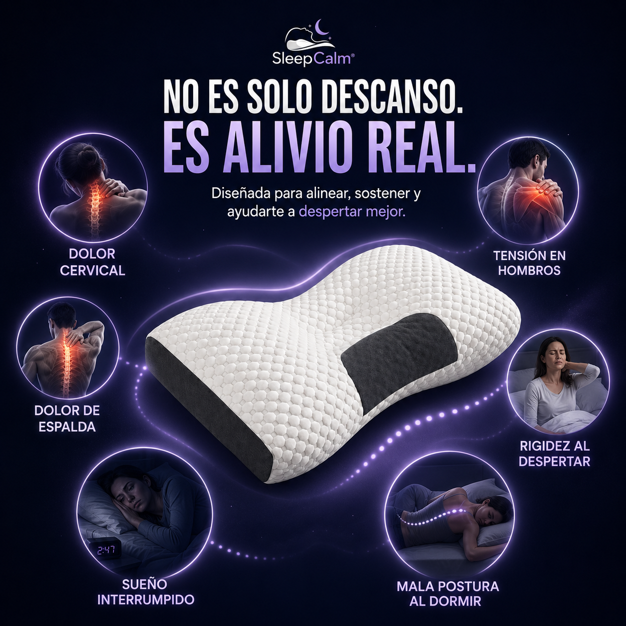 SleepCalm® Almohada Ortopédica - Soporte Cervical para un Sueño Más Profundo