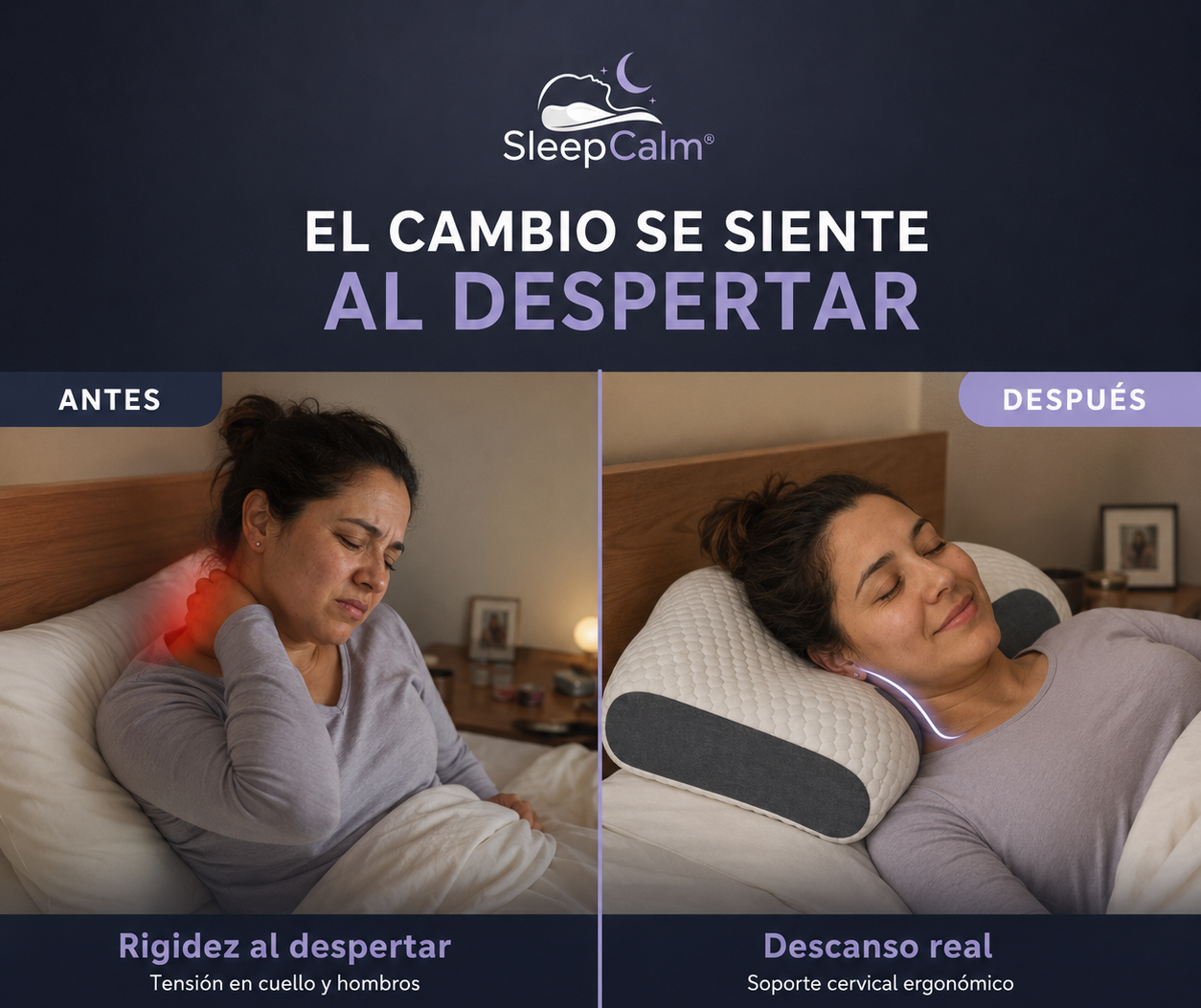 SleepCalm® Almohada Ortopédica - Soporte Cervical para un Sueño Más Profundo