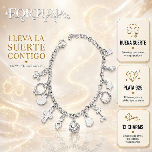 2x1 Pulsera Fortuna™ con Charms de Intención y Destino en Plata de Ley 925
