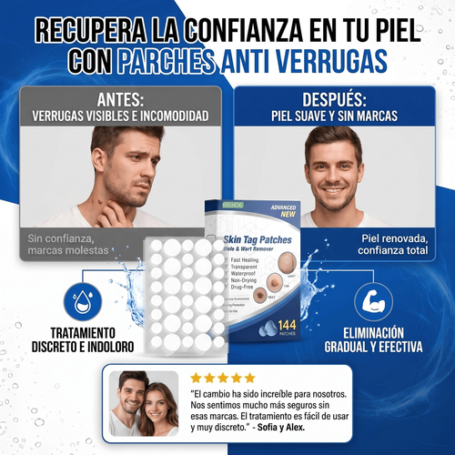 144 Parches Anti Verrugas – Tratamiento Discreto para Verrugas sin dolor