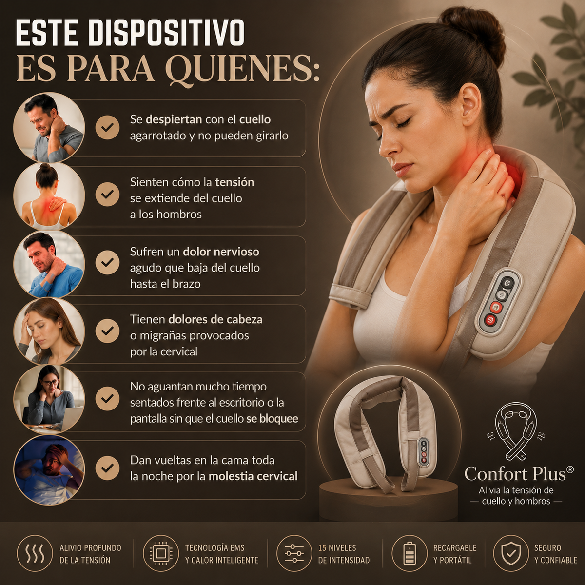 Confort Plus® - Masajeador Cervical liberador de de la tensión