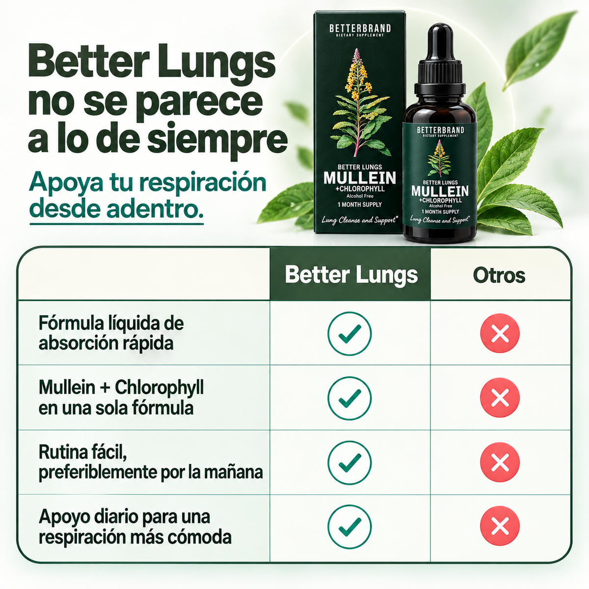 2x1 Better Lungs® | Restaurador Pulmonar™ con Clorofila y Gordolobo