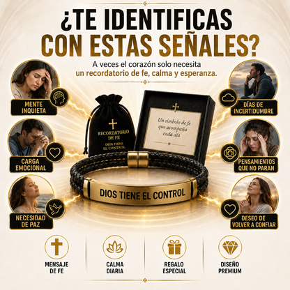 2x1 Pulsera Dios Tiene el Control - Fe Dorada Bañado en Oro