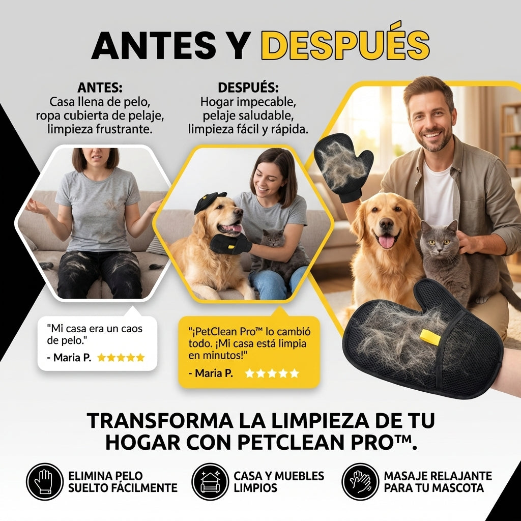 2x1 PetClean Pro™ Guante Removedor de Pelo para Perros y Gatos