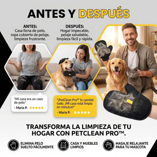 2x1 PetClean Pro™ Guante Removedor de Pelo para Perros y Gatos