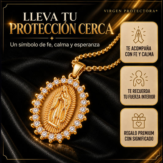 2x1 Collar Virgen Protectora® Baño de Oro - Fe y Bendiciones diarias